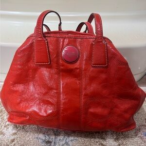 COACH Orange 2010 kisslock   Leather Tote Bag